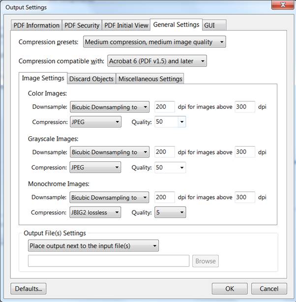 PDFcompress settings